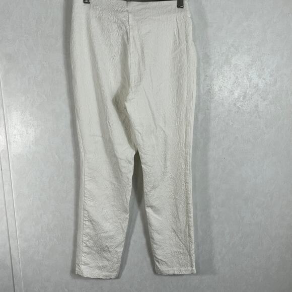Jules & Leopold Womens Cream stretch pants with Floral Texture Belted Size S - Picture 4 of 5